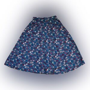 Sag Harbor Multicolor Floral Back Elastic Waist Button Front Skirt Size L VTG